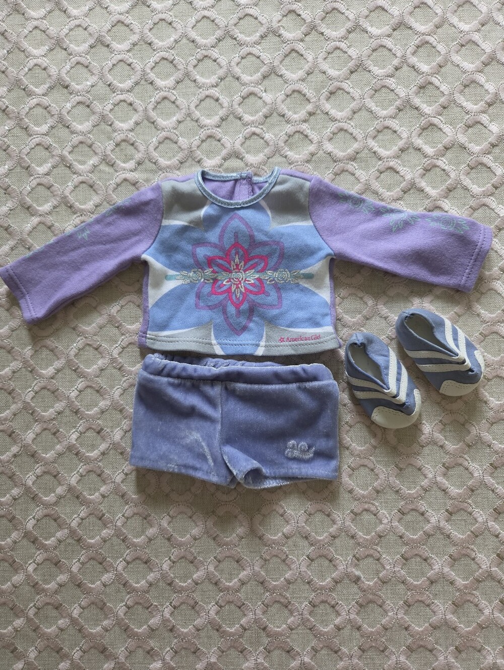 American Girl Just Like You Mixed Set Top +Shorts, Bitty Baby Shoes, All Retired